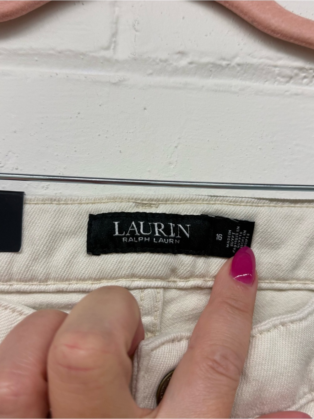 NWT Lauren Ralph Lauren High-Rise Straight Ankle Jean White Wash Size 16 - Picture 5 of 9
